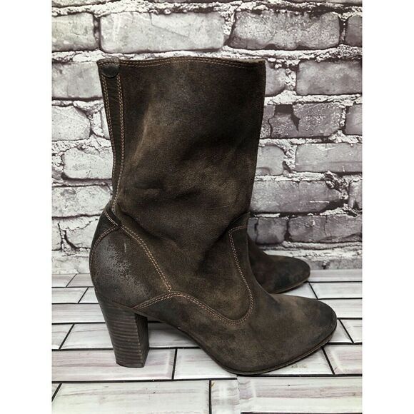 N.D.C. Made by Hand Brown Suede Leather Heel Ankle Boots Shoes Women Sz 39EU/8.5 - Picture 6 of 16